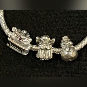 Pandora charms set of 3 - Santa’s sleigh, snowman, angel of hope